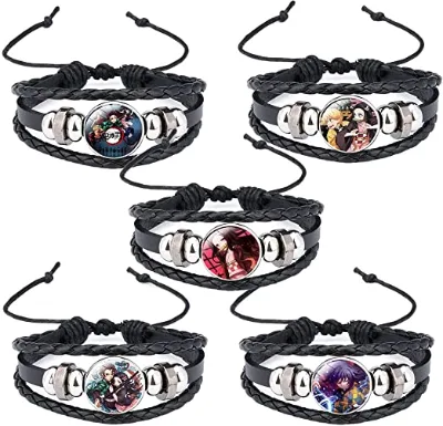 HUAYI Hot Adjustable Cosplay Animation Accessories Kamado Tanjirou Demon Slayer Kamado Nezuko Adjustable Bracelet
