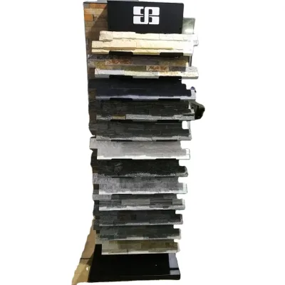 Custom Metal Floor Reclined Tile Display Rack with Powder Coated Finish for Commercial Use