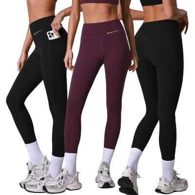 Tight Hip Lifting Yoga Pants Women's Invisible Side Bag Abdominal Fitness Pants Quick-drying High Elastic Tight Sports Pants