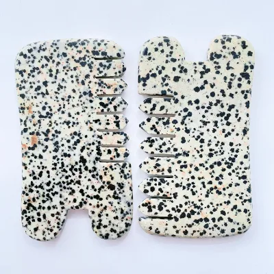 HZ Wholesale Natural Hand Carved Dalmatian Jasper Head Comb Beauty Massage Gemstone Quartz for Healing