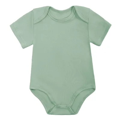 Customizable Unisex Newborn Onesie Bodysuit Set 100% Cotton Cute Summer Plain Short Sleeve Romper Baby Clothes