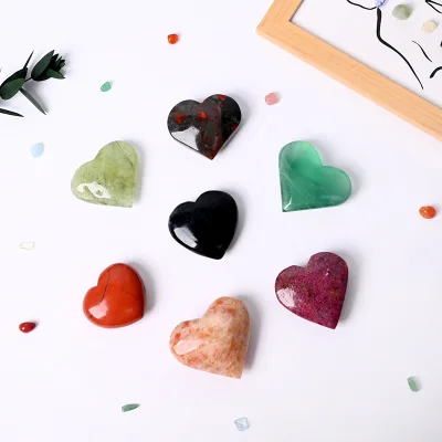 Wholesale Natural Healing Jewelry Crystal Crafts Rose Quartz Heart Gemstone Heart Palm for Decoration