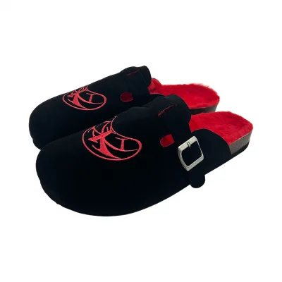 Custom Half-pack Clogs for Men Leather Mules with Arch Support Faux Fur Lined Clogs Slip-On Cork Slippers