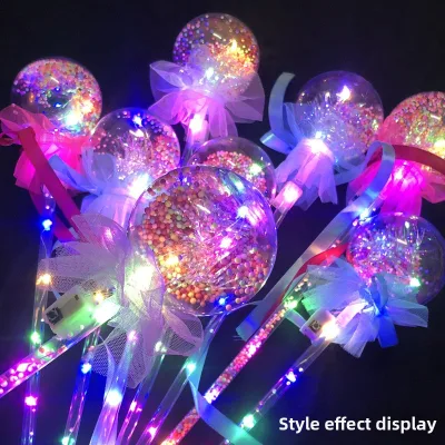 Wholesale Plastic Flash Magic Wand Fairy Wand Park Push Gift Explosions Night Market Stall Children's Luminous Toys