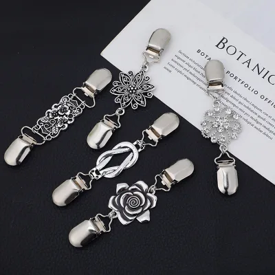 Fancy Collar Pin Wholesale Custom Vintage Silver Cardigan Collar Shirt Brooch Sweater Clip for Women
