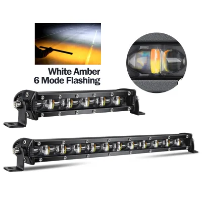 Super Bright Single Row Slim 7" 14" 20" 26'' 32 Inch 24V 12V Barra Led UTV ATV White Amber Strobe Led Light Bar for Polais Buggy