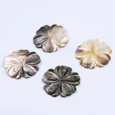 Middled Drilled Mother of Pearl Hand Carved Flower Shell Beads for DIY Jewelry Decorating