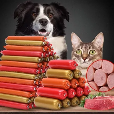 High Protein Pet Sausage Dog & Cat Snack Assorted Flavors Training Reward Treats for All Breeds Pets Support OEM Bulk Wholesale