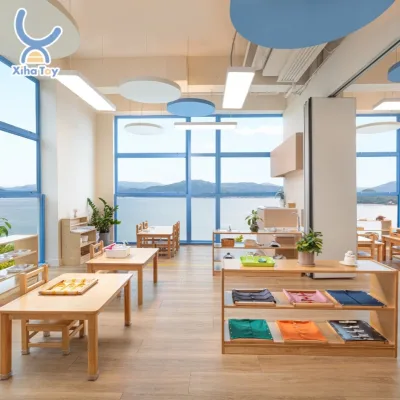 Montessori Wooden Table Chair Shelf Set Kids Furniture for Preschool Kindergarten Daycare Nursery Classroom Children
