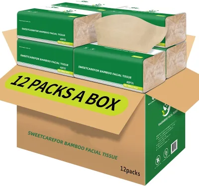Biodegradable 3 Ply Natural Multi-purpose Bamboo Paper Extraction Unscented Dry Soft Durable Bamboo Facial Tissues