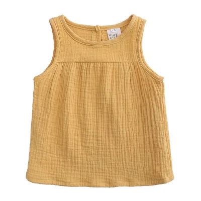 European and American Cotton and Linen Multi-colors Vest for Children and Baby Girls Sleeveless Pullovers