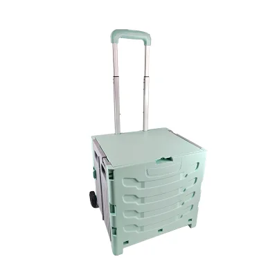 Rolling Cart Folding Grocery with Wheels Laundry Basket Rolling Utility Cart Shopping Cart