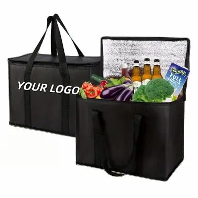 Custom Logo Heavy Duty Food Delivery Cooler Bag Reusable Insulated Grocery Thermal Tote