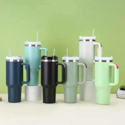 40 oz Tumbler with Handle and Straw Insulated Tumblers Reusable Stainless Steel Water Bottle