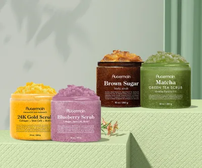 Customized Organic Vegan Whitening Skin Care Moisturizing Gommage Corporel Fruit Exfoliating Salt Sugar Private Label Body Scrub