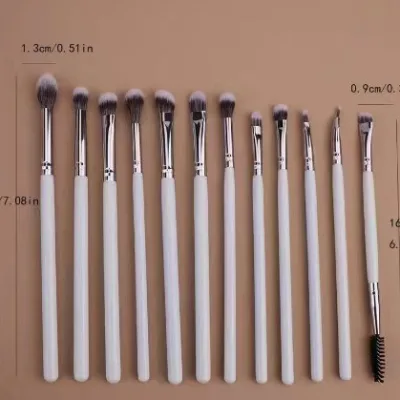 12pcs Long Handle White Wood Handle Synthetic Hair Eye New 2024 Eyes Makeup Brushes Customize logo 5/8 Pcs Eye Shadow Set