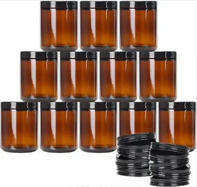 8oz Amber Glass Candle Jar Wide Mouth Cosmetic Jar From Direct Packing Factory