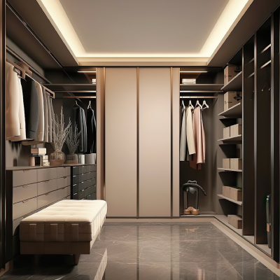 Luxury Man Dressing Room Walk in Cabinet Modern Walking Closet Double Cabinet Storage Wardrobe Dressing Room