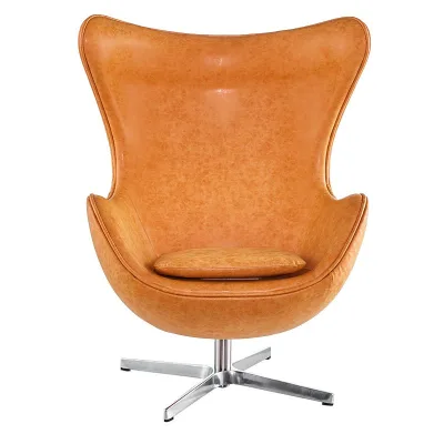 Nordic Designer Egg Chair PU Leather Rotating Lounge Chair Home Living Room Hotel Single Swivel Sofa Chair