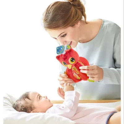 Jollybaby Soft Plush Baby Rattle Toy Handheld Rotating Musical Infant Toy with Crinkle Sound Early Learning Tool