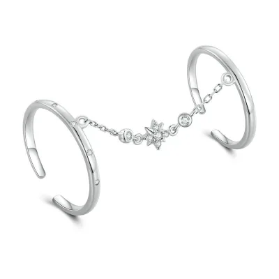 Wholesale S925 Sterling Silver Adjustable Ring Open Design Simple White Gold Plating North American Fashion for Wedding Party