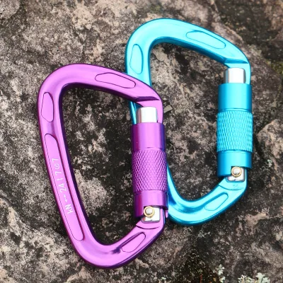 Screw Lock D-Type Carabiner 22KN Aviation Aluminum 7075 HYD Brand Climbing Mountaineering Automatic Lock Buckle