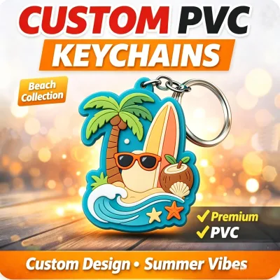 3D PVC Keychain Custom Soft Rubber Mold Design Die Cut Character Keyring Figure Wholesale Bulk Summer Beach Keychain