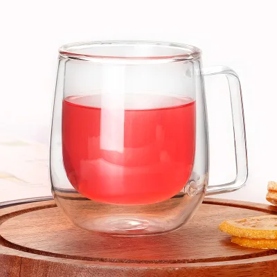Hot Sale!!! Glass Coffee Mug Double Wall Transparent Insulate Tea Mug Coffee Glass Beverage Cup Customized Logo