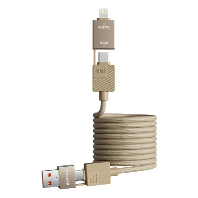 65W 4-in-1 Interface High Speed Charge Full-function Charging Data Cable Magnetic Suction Type C +USB-A IPhone Port Mobile Phone