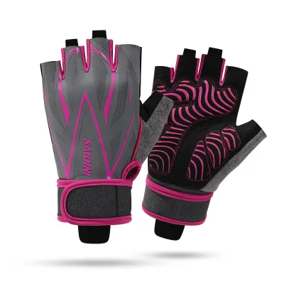 Customized logo Half Finger Wrist Band Strap Antiskid Padded Palm Women Weightlifting Gym Gloves