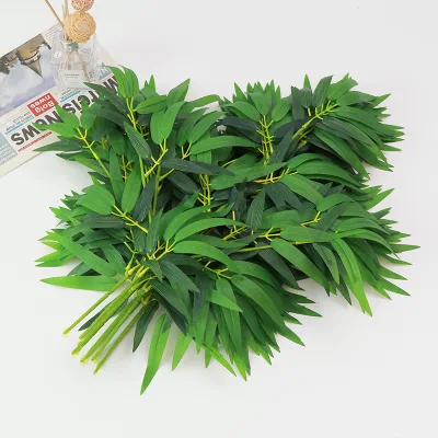 High-quality Fire-resistant and Flame-retardant Simulated Plastic Single Small Bamboo Leaf for Indoor and Outdoor Decoration