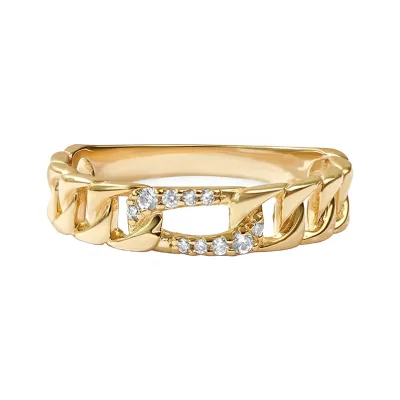 Gemnel Twisted Curb Chain Unique Crystal 925 Silver Diamond Gold Plated Rings