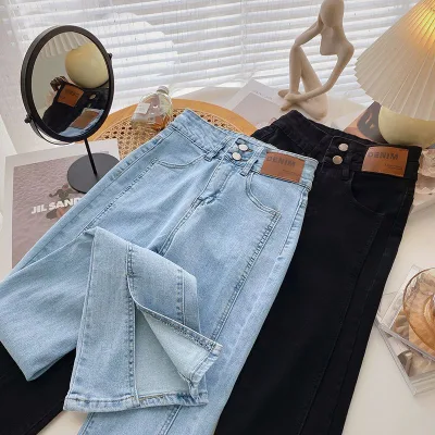 2026 New Arrival Women's High Waist Double Button Wide Leg Jeans for Daily Casual Wear