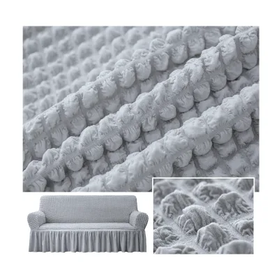 Wholesale Custom Made Seersucker Sofa Cover Fabric Elastic Bubble Polyester Spandex Stretch Plain Style for Home Textile Bags