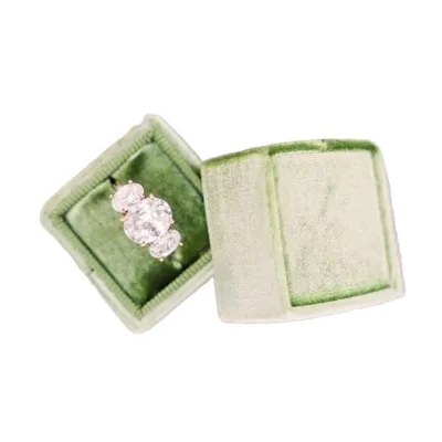 Luxury Handmade square Jewelry Velvet Ring Gift Box with Logo,suede Ring Boxes