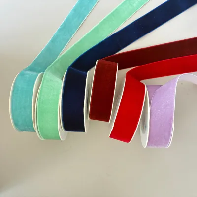 Factory Wholesale Custom Colorful Solid Width 2.5cm Corduroy Woven Garment Accessories Webbing for Packing Gift Velvet Ribbon