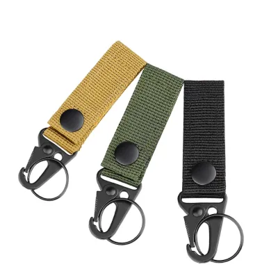 Tactical Plastic Nylon Webbing Keychain Strap with Snap Hook Swivel Clip Buckle Eco-Friendly for Outdoor Belt Loop Key Holder