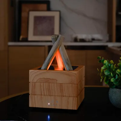 USB Campfire Flame Aroma Diffuser | 7 Colors Gradient Light, Desktop Essential Oil Humidifier for Home Decor