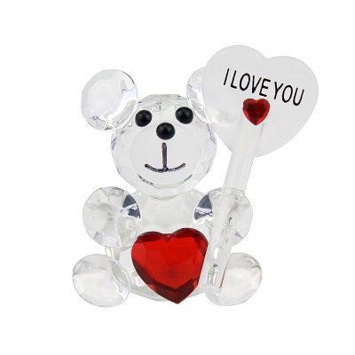 Valentine's Day Day Gifts Love Heart Crystal Bear Figurines Glass Fashion Ornament Craft