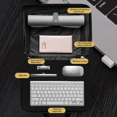 Business Corporate Desk Pad + Notebook +USB Flash Drive + Pen + Mouse + Keyboard Gift Set for Souvenirs Customization Acceptable
