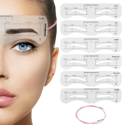 Beginner-Friendly Reusable Conjoined Eyebrow Card Lazy Person Thrush with Rope Head-Mounted Eyebrow Stencils