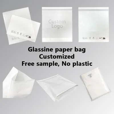 Plastic Free Recyclable Glassine Paper Bags Custom Printed Packaging for Apparel Footwear
