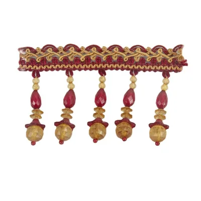 High Quality Lace Curtain Beads Crystal Fruit Design Curtain Fringe Luxury Beaded Tassel Fringing Trimmings for Sofa Curtain