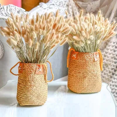 HY-D9Material Dried Flowers Rabbit Tail Grass Bouquets Opp Bag Christmas Decorative Flowers &Wreaths Long Lasting 60PCS/ Bu