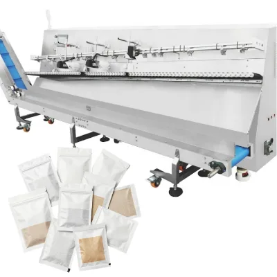 Pouch Sorting Machine for Granule Sachets 145 to 290mm Large Bags 29mm Roller Multi Axis Servo Arranging System