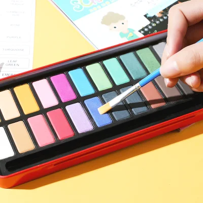 High Quality Watercolor Painting Set in Tin Box with One Brush for Kids and Adults Painting