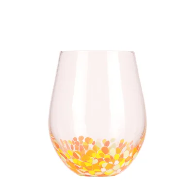 Hand blown stemless wine glass custom confetti wine glass handcrafted colored stemless glass