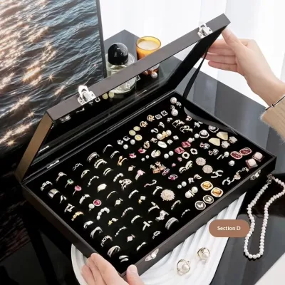 Dust-proof Rectangle Jewelry Box with Lid for Bracelet Necklace Ring Earrings Storage  Ins Wind Design Jewelry Storage Box