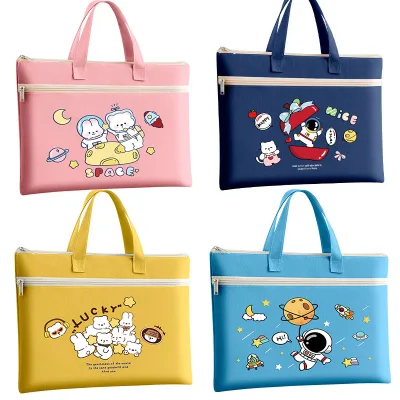 File Bag Printed Ins Cartoon Bag Cute Widen Thick Durable Double Oxford Bag Can Customized logo Waterproof High Quality Pouch