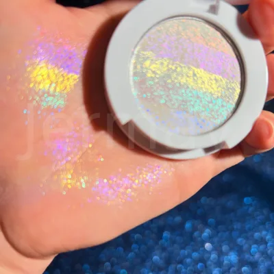 Most Popular Private Label Face Makeup Duochrome Pink Cosmetic Organic Brighten Highlighting Diamond Highlighter Long Lasting